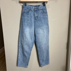 Vintage Mom Barrel Jeans 80’s 90’s Y2K Elastic Waist Denim Boyfriend Blue Denim